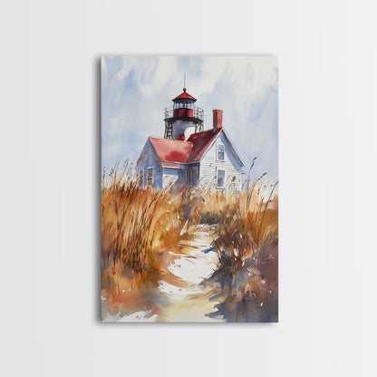 Maine Wall Art, Canvas Print, Ready To Hang Wall Art With Wood Frame, Maine Watercolor Painting, Nautical Home Decor