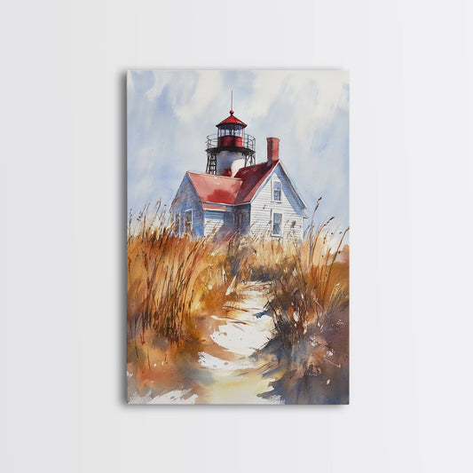 Maine Wall Art, Canvas Print, Ready To Hang Wall Art With Wood Frame, Maine Watercolor Painting, Nautical Home Decor