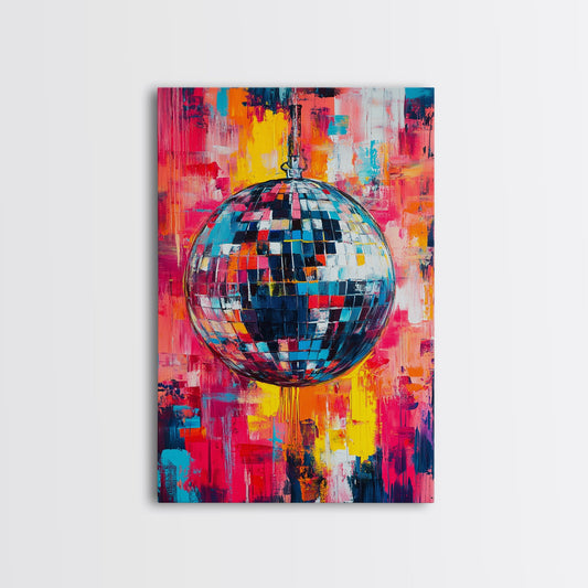Graffiti Abstract Disco Ball Painting Print, Disco Ball Canvas Print, Rainbow Disco Ball, Pop Art Disco Ball Wall Art For Living Room
