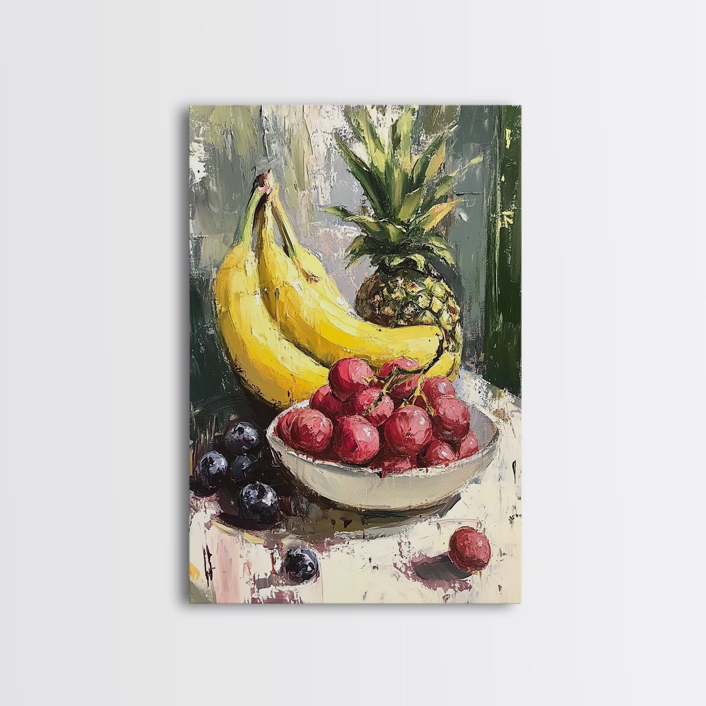 Retro Antique Fruit Still Life Oil Painting Canvas Print, Wood Framed Canvas, Still Life Art, Oil Painting Print, Kitchen Decor, Kitchen Wall Art