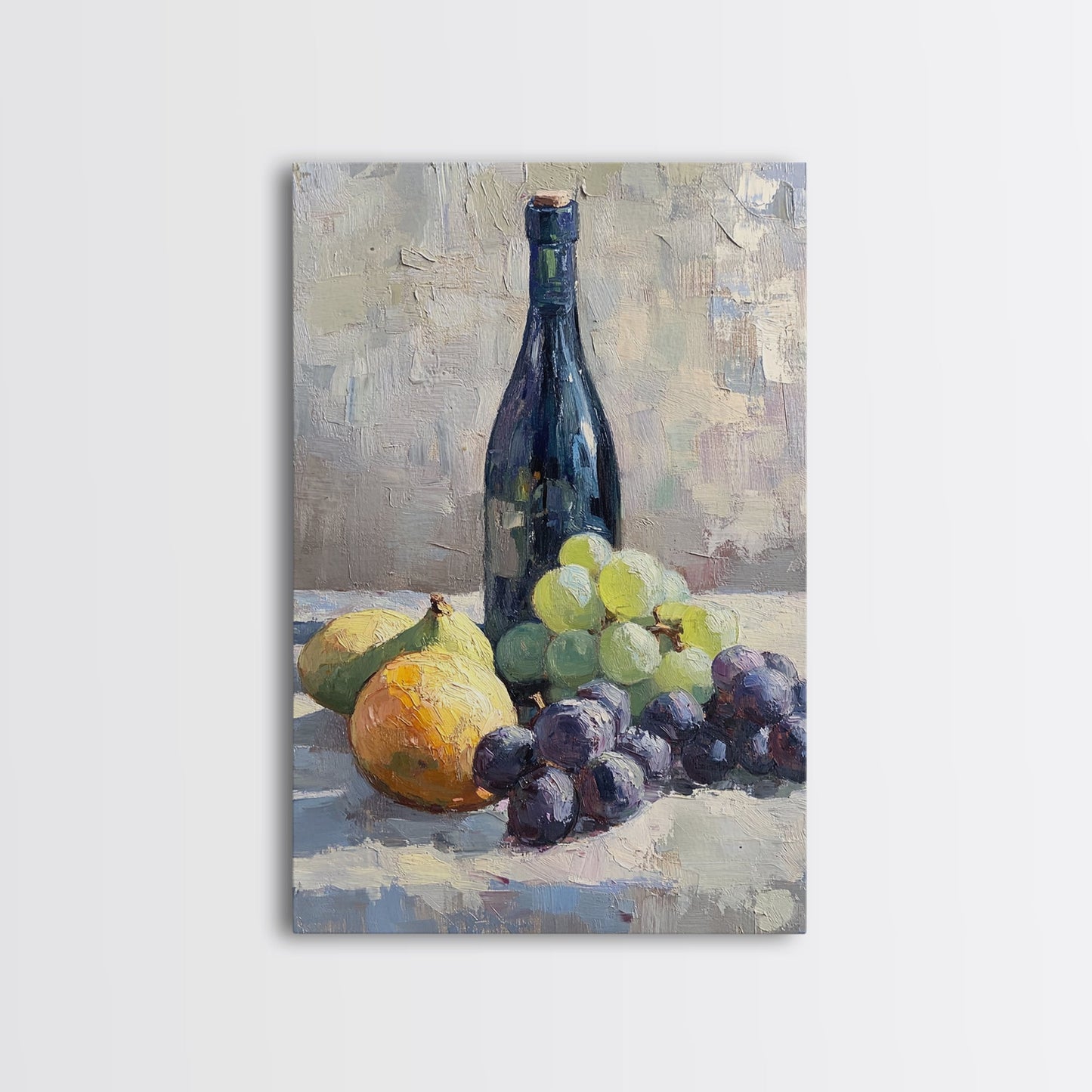 Still Life Of Grapes and Wine, Framed Canvas Print, Antique Style Fruit Still Life Oil Painting Print, Kitchen Decor, Rustic Farmhouse Kitchen Art