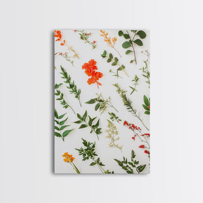 Boho Floral Botanical Wall Art Canvas Print, Minimalist Modern Farmhouse Home Decor, Living Room Wall Art, Bedroom Decor, Flower Print