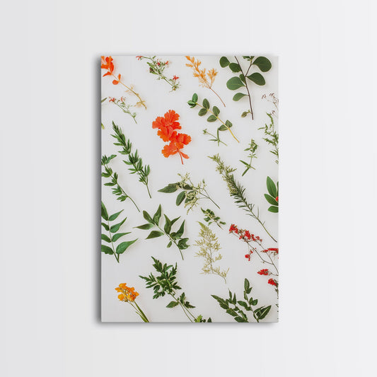 Boho Floral Botanical Wall Art Canvas Print, Minimalist Modern Farmhouse Home Decor, Living Room Wall Art, Bedroom Decor, Flower Print