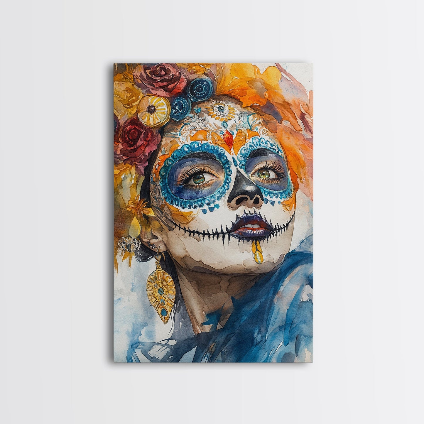 Chicano Art Framed Canvas Print, Day of the Dead / Dia De Los Muertos Wall Art, Mexicano Decor, Mexicano Wall Art, Senora Portrait
