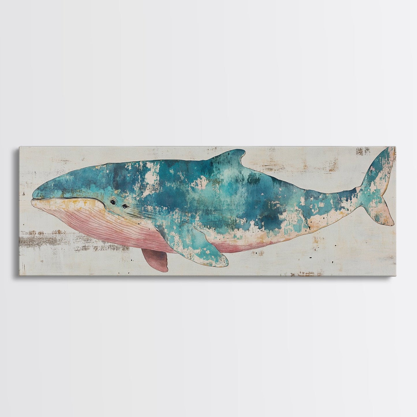 Humpback Whale Panoramic Wall Art Canvas Print - Wood Framed Canvas - Nautical Decor - Ready To Hang, Whale Art, Whale Fine Art