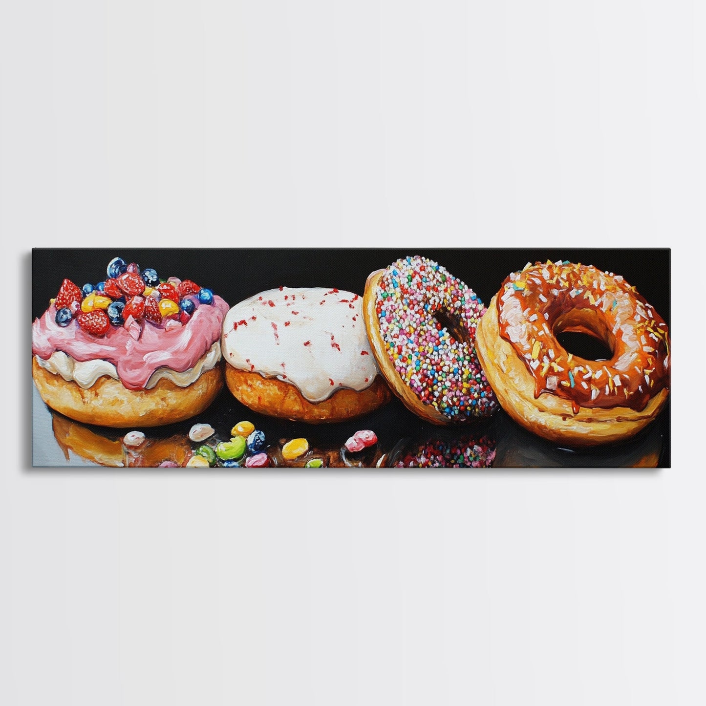 Renaissance Style Painting Of Some Donuts, Framed Canvas Print, Bakery Decor, Bakery Wall Art, Donut Shop Wall Art, Funny Renaissance Art