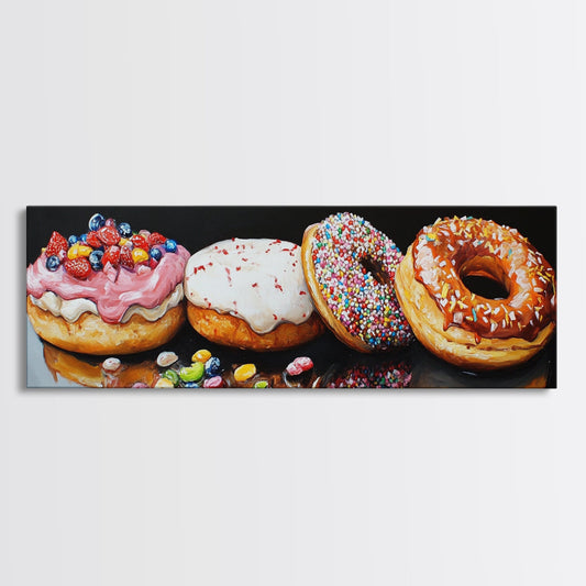 Renaissance Style Painting Of Some Donuts, Framed Canvas Print, Bakery Decor, Bakery Wall Art, Donut Shop Wall Art, Funny Renaissance Art