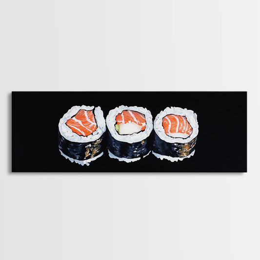 Abstract Sushi Painting Print, Food Art, Framed Canvas Print, Kitchen Decor, Minimalist Kitchen Wall Art, Kitchen Painting, Wall Art For Kitchen