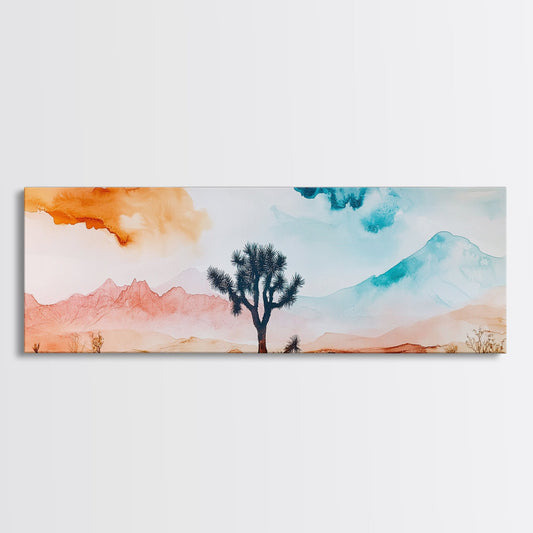 Watercolor Painting Print of Joshua Tree California, Modern Wall Art Canvas Print, Minimalist California Painting, Joshua Tree Art