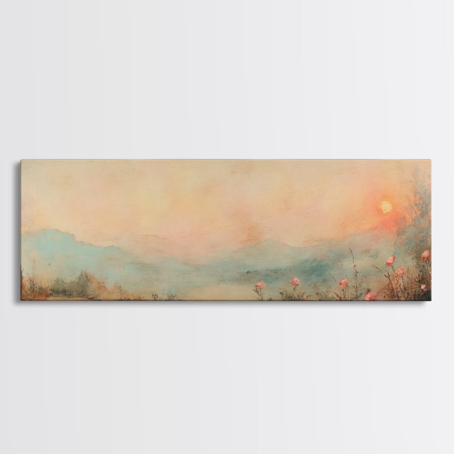 Moody Floral Landscape Painting Print, Panoramic Wall Art, Moody Artwork, Moody Landscape, Moody Wallpaper Wall Art, Moody Art Print