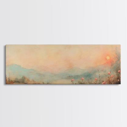 Moody Floral Landscape Painting Print, Panoramic Wall Art, Moody Artwork, Moody Landscape, Moody Wallpaper Wall Art, Moody Art Print
