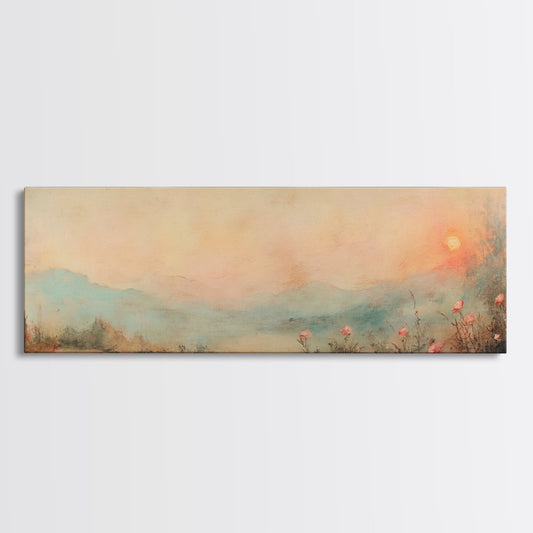 Moody Floral Landscape Painting Print, Panoramic Wall Art, Moody Artwork, Moody Landscape, Moody Wallpaper Wall Art, Moody Art Print