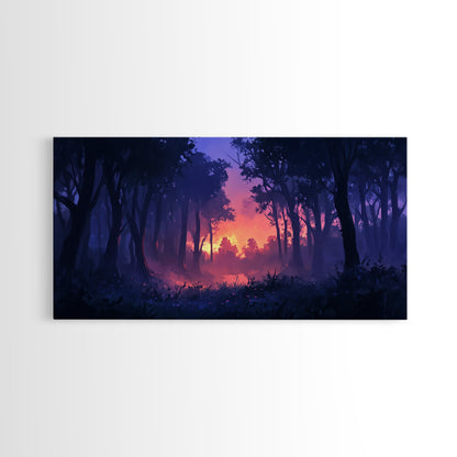 Dark Fantasy Forest Wall Art, Framed Canvas Print, Landscape Painting Print, Moody Home Decor, Landscape Wall Art, Living Room Decor