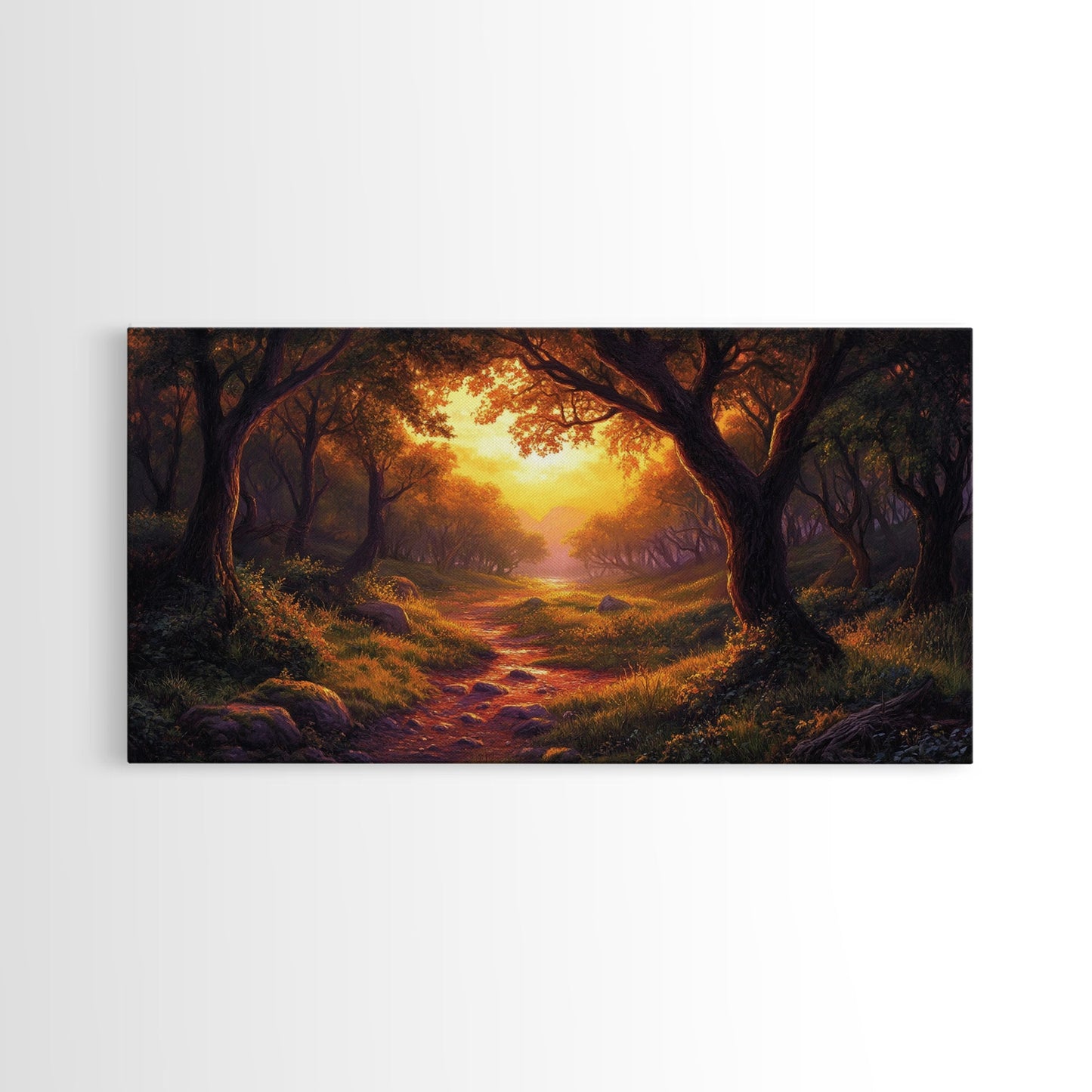 Cute Fantasy Wall Art, Framed Canvas Print, Fantasy Landscape Painting Print, Fairy Art, Fairy Landscape Wall Art Decor