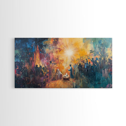 Nativity Painting Canvas Print | Christmas Wall Art | Christian Art | Christian Painting | Nativity Drawing | Nativity Oil Painting | Living Room Art