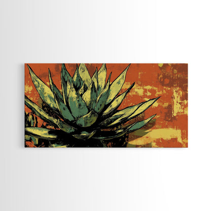 Blue Agave Pueblo Art Framed Canvas Print - Art of Arizona - Mexicano Home Decor - Chicano Art - Agave Painting - Bar Decor - Living Room Art