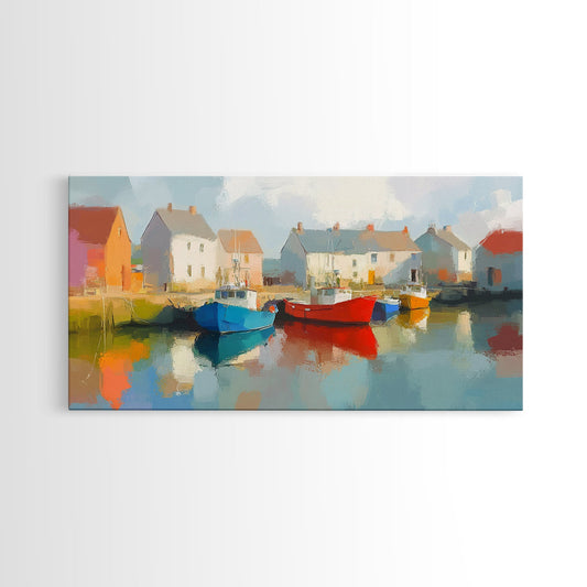 Retro Nantucket Wall Art Framed Canvas Print | Nantucket Oil Painting | Nantucket Decor | Nautical Wall Art | Seascape Painting