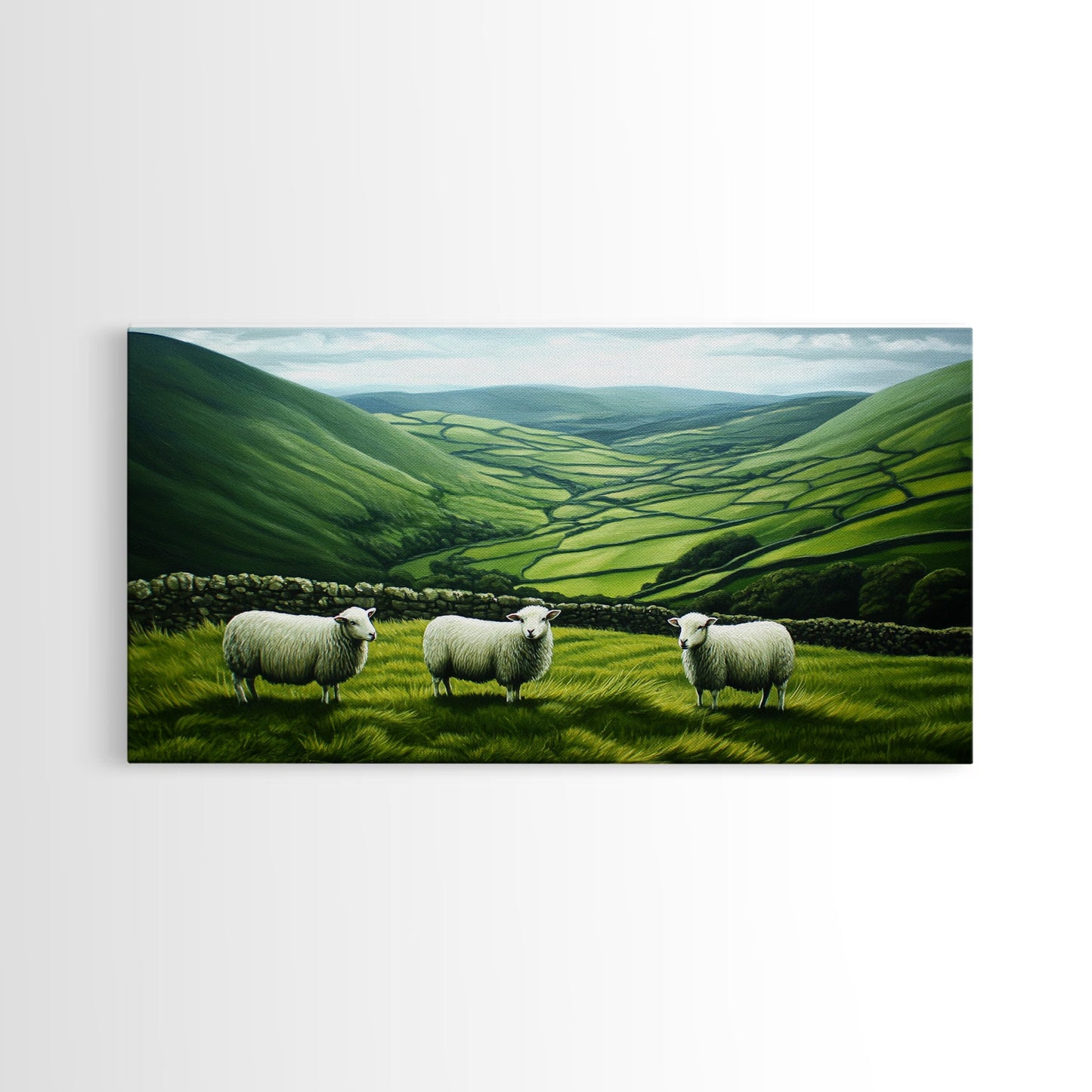 Scottish Highlands Canvas Print | Scottish Farmhouse Wall Art | Painting of Sheep in Scotland | Scotland Landscape Oil Painting