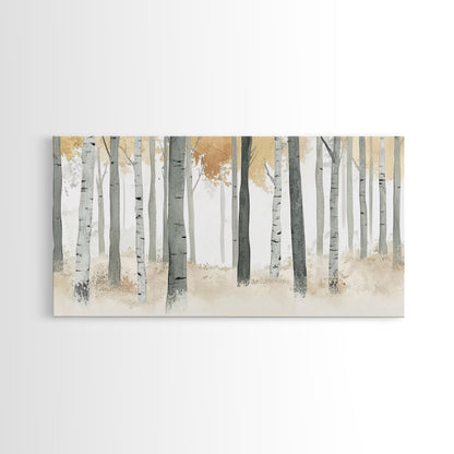 Aspen Trees Oil Painting Print Canvas, Autumn Aspens Print, Muted White Winter Wall Art, Country Farmhouse Wall Decor, Abstract Landscape Art