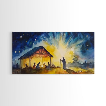 Christmas Wall Art Framed Canvas Print - Nativity Painting - Nativity Decor - Christian Wall Art - Jesus Art - Jesus Painting