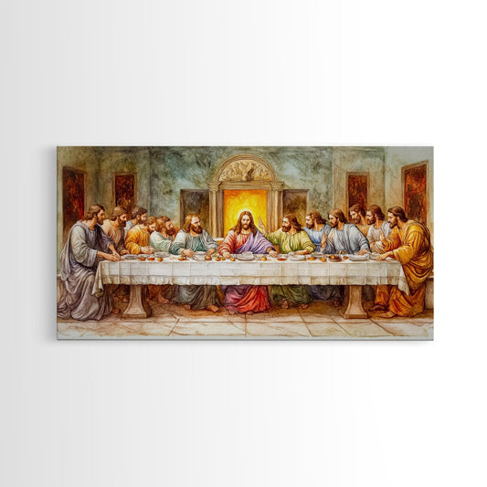 The Last Supper Reimagined - Framed Canvas Print - Christian Wall Art - Christian Decor - Jesus Painting - Jesus Art