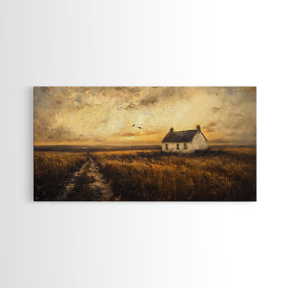 Retro Vintage Farmhouse Painting Print, Cute Rustic Boho Wall Art, Modern Farmhouse Oil Painting Wall Art for Living Room