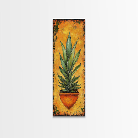 Vibrant Agave in Terra Cotta Framed Canvas Print Rustic Decor Agave Painting Botanical Prints Kitchen Wall Art