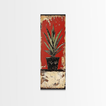 Agave Plant in Red Pot Canvas Print Southwest Wall Art Rustic Decor Botanical Prints Bold Colors Living Room Art
