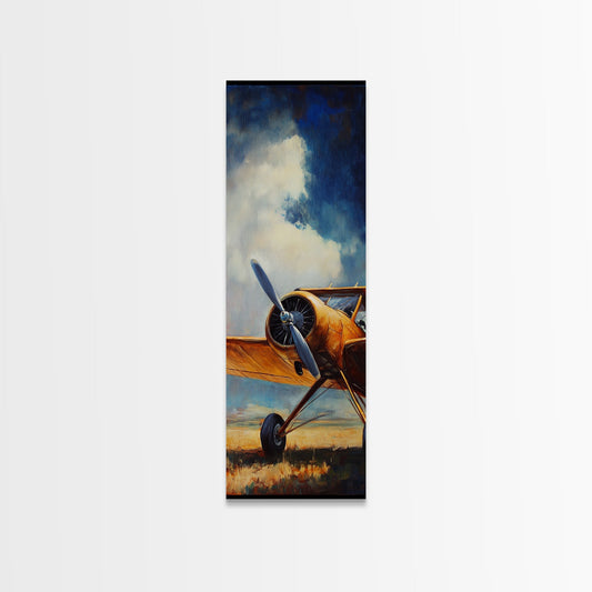 Vintage Yellow Airplane Canvas Print Airplane Painting Nautical Decor Coastal Wall Art Gift Idea Aviation Enthusiasts