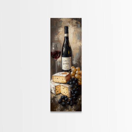 Canvas Print Wine and Cheese Painting Rustic Decor Farmhouse Kitchen Wall Art Food Review Art Guest Room Art Cottagecore Decor