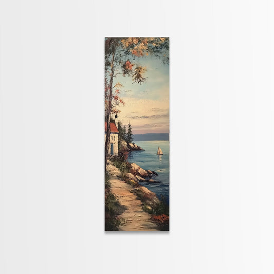 Canvas Print Vintage Rustic Landscape Nautical Wall Art Coastal Decor Fall Forest Scene Art Perfect Above Bed Nautical Painting