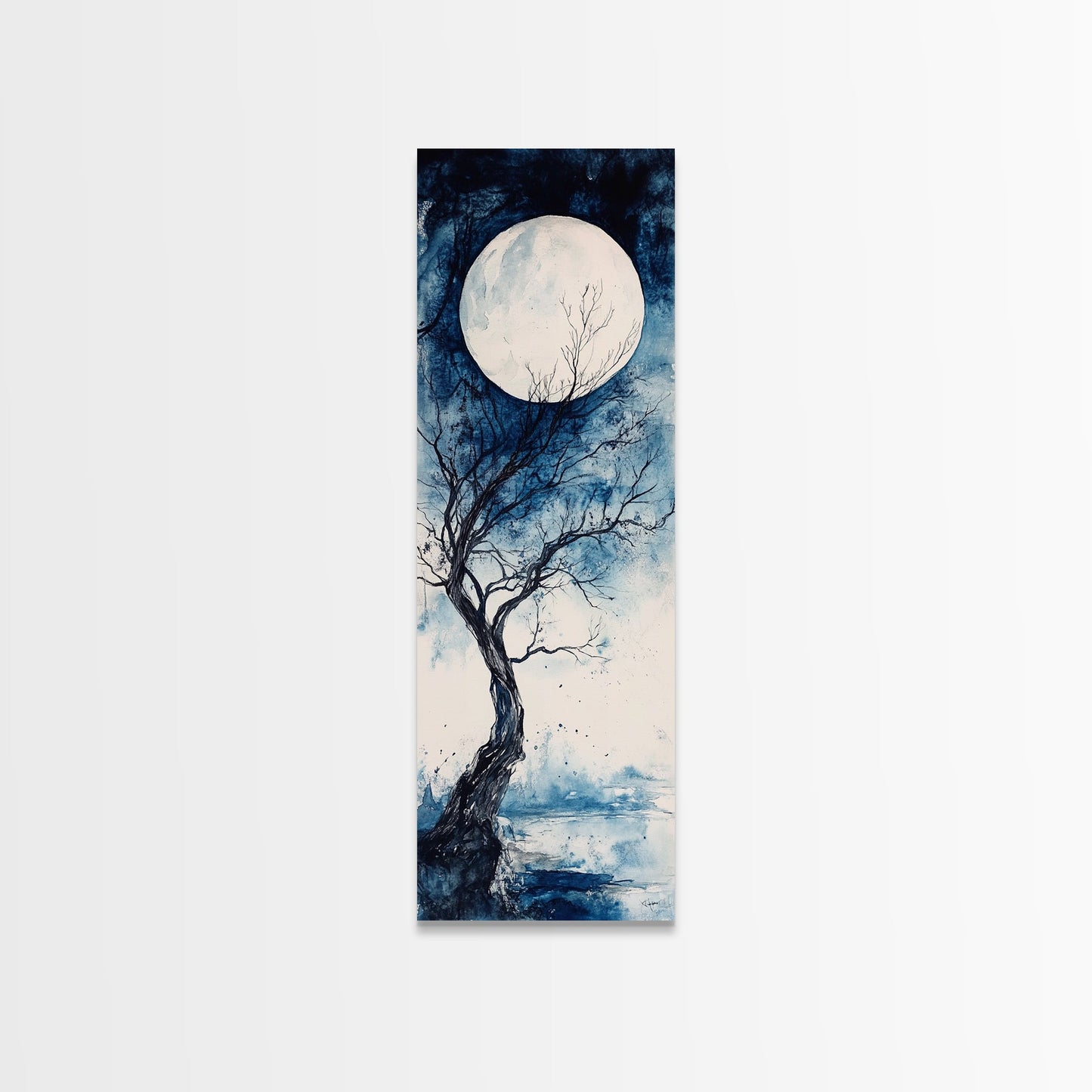 Canvas Print Full Moon with Tree Art, Dark Romance Rustic Wall Decor, Unique Above Couch Art, Moody Bedroom Decor Gift Idea