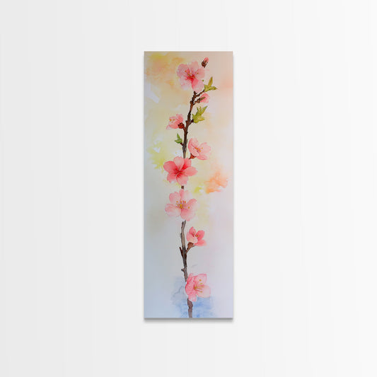 Sakura Branch Watercolor Painting - Canvas Print for Cherry Blossom Wall Art, Spring Decor, Japanese Floral Art, Botanical Home Decor