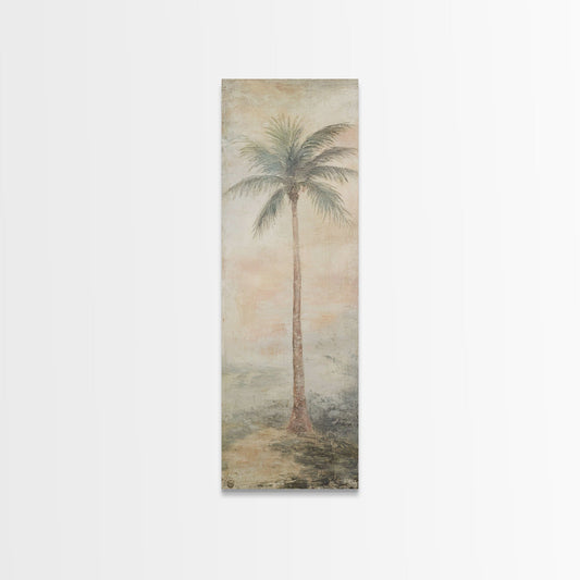 Vintage Palm Tree Painting Print - Coastal Home Decor - Coastal Wall Art - Palm Tree Decor - Tall Narrow Wall Art - Kitsch Boho Art