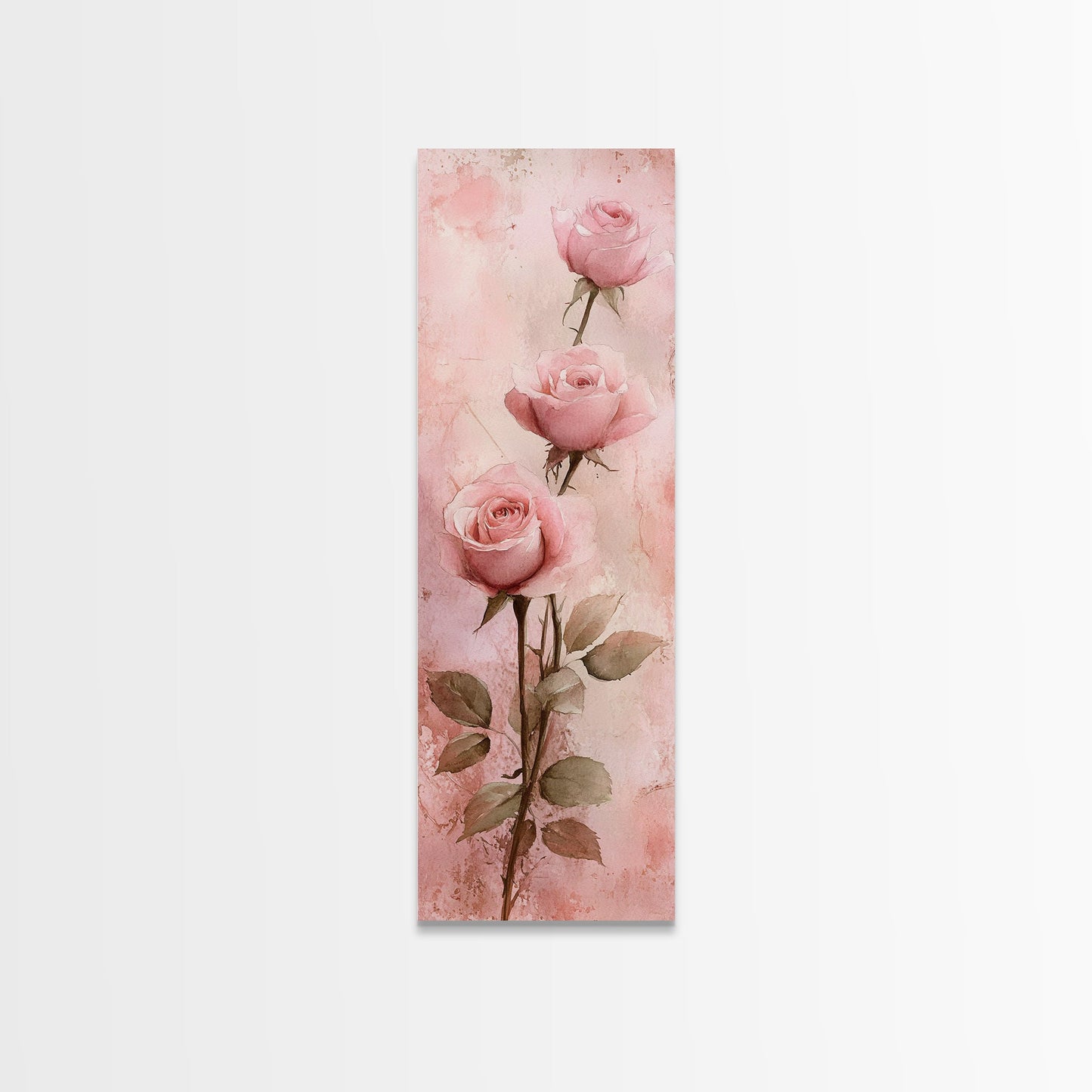 Rose Painting Framed Canvas Print Light Pink Wall Art Botanical Prints Above Sofa Art Living Room Art Rustic Wall Art Gift Idea