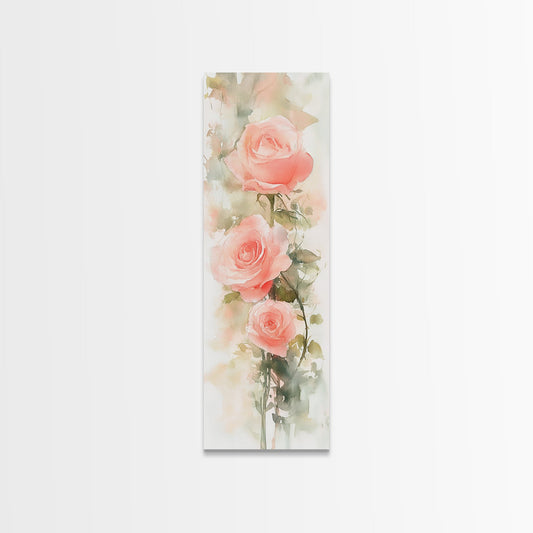 Rose Painting Canvas Print Botanical Prints Cottagecore Wall Art Minimalist Art Pink Wall Art Above Bed Wall Art Gift Idea Her
