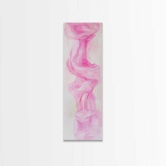 Pink Abstract Framed Canvas Print Vertical Wall Art Light Pink Wall Art Minimalist Art Cottagecore Art Bedroom Art Gift Idea