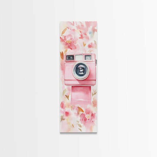 Pastel Pink Polaroid Canvas Print Whimsical Photography Wall Art Retro Decor Light Pink Living Room Vertical Artwork Cottagecore