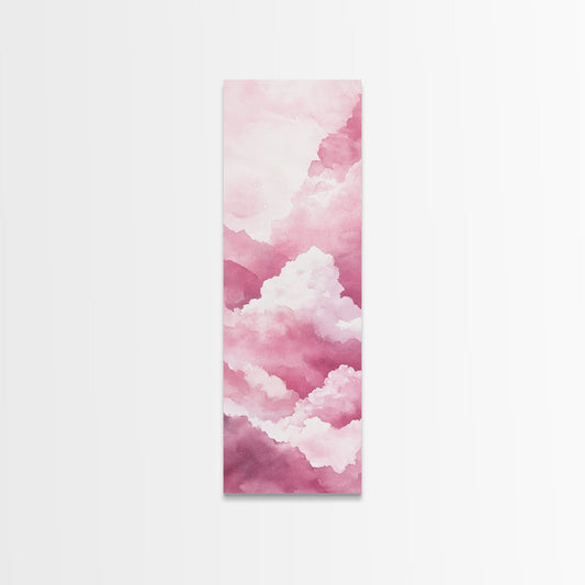 Dreamy Pink Clouds Canvas Print Light Pink Wall Art Vertical Living Room Art Minimalist Decor Bedroom Above Bed Wabi Sabi Art