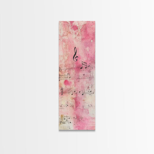 Musical Notes Abstract Canvas Print Pink Abstract Art Whimsical Art Rustic Decor Gift Idea Music Lovers Light Pink Wall Art