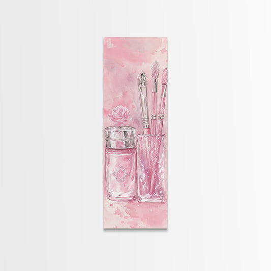 Delicate Makeup Illustration Canvas Print Pink Abstract Art Feminine Wall Decor Light Pink Wall Art Gift Idea Unique Painting