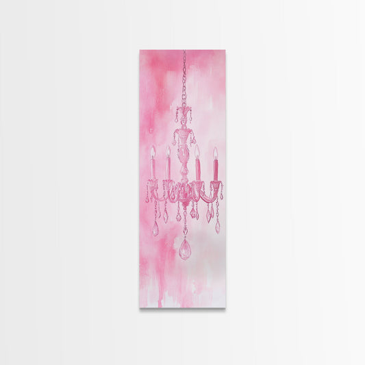 Vintage Chandelier Canvas Print Light Pink Wall Art Glam Bedroom Decor Romantic French Cottagecore Aesthetic Living Room Art