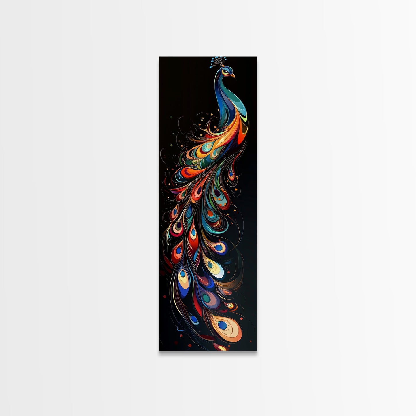 Whimsical Peacock Wall Art Canvas Print with Bold Modern Design and Boho Decor, Perfect Accent for Bedroom or Living Room Art