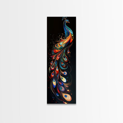 Whimsical Peacock Wall Art Canvas Print with Bold Modern Design and Boho Decor, Perfect Accent for Bedroom or Living Room Art