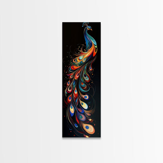Whimsical Peacock Wall Art Canvas Print with Bold Modern Design and Boho Decor, Perfect Accent for Bedroom or Living Room Art