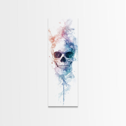 Skull Art Framed Canvas Print in Ethereal Watercolor Design, Halloween Decor and Moody Wall Art with Rustic Aesthetic Appeal