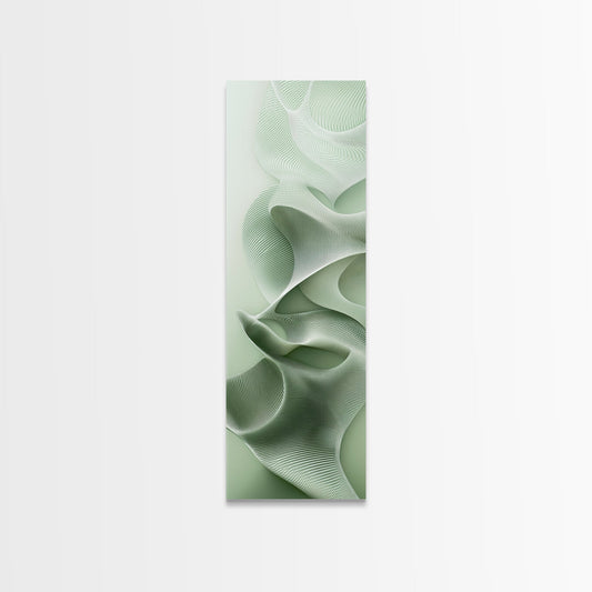 Sage Green Vertical Framed Canvas Print, Abstract Botanical Artwork, Wabi Sabi Minimalist Wall Art, Living Room Decor, Original Artwork