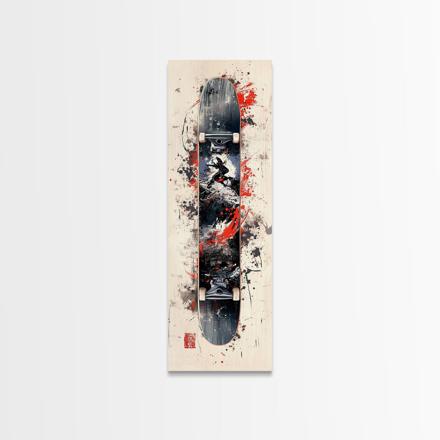 Graffiti Style Skateboard Canvas Print, Abstract Red and Black Wall Art, Urban Skateboard Art, Gift Idea for Living Room or Bedroom