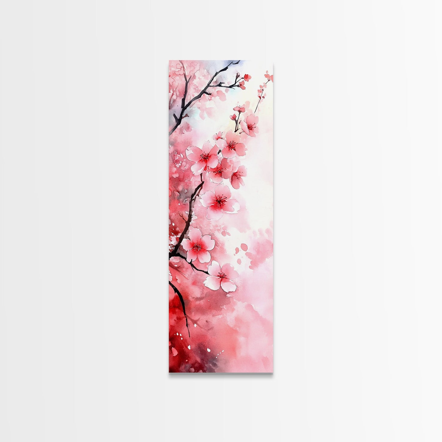 Cherry Blossom Framed Canvas Print, Japanese Inspired Wall Art, Pink Botanical Artwork, Minimalist Living Room Decor, Gift Idea