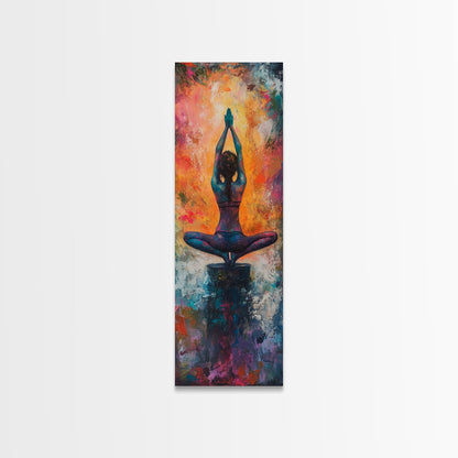 Yoga Art Framed Canvas Print Meditation Decor Zen Wall Art Vibrant Painting Vertical Art for Bedroom or Yoga Room